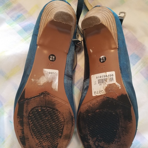 The Lab Teal Satin Kitten Heel - Picture 8 of 8